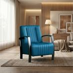 Leren fauteuil Glamour - Toledo Turquoise (blauw), Nieuw, Ophalen of Verzenden, 50 tot 75 cm, Industrieel, Modern, Retro