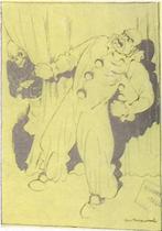 Benito Mussolini en de Dood op spotprent (lijst optie), Antiek en Kunst, Kunst | Litho's en Zeefdrukken, Verzenden