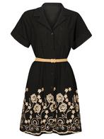 Jurk Zwart Bloemen Goud M (38), Kleding | Dames, Verzenden, Nieuw