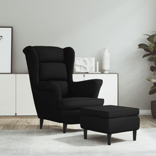 vidaXL Fauteuil met voetenbank fluweel zwart, Huis en Inrichting, Fauteuils, Nieuw, Verzenden