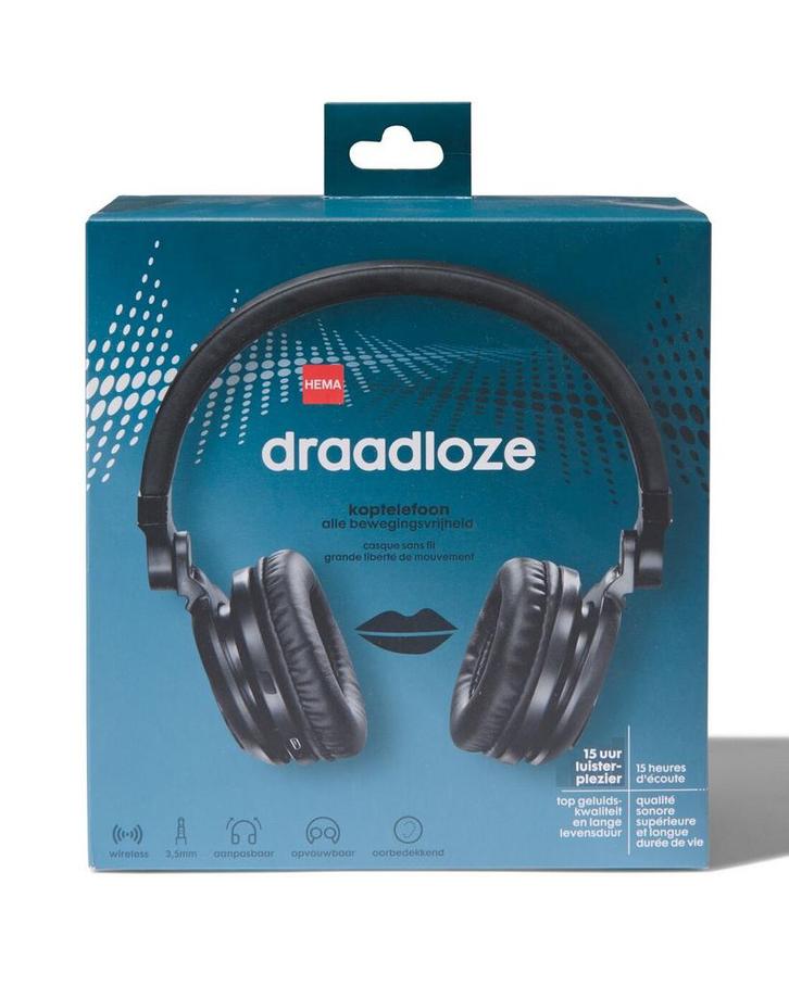 HEMA Draadloze koptelefoon zwart, Computers en Software, Overige Computers en Software, Nieuw, Verzenden