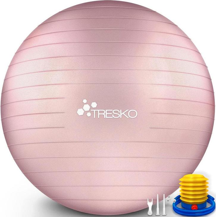 TRESKO - fitnessbal - yogabal - roze - 65 cm - met pomp - zi, Sport en Fitness, Fitnessmaterialen, Zo goed als nieuw, Verzenden