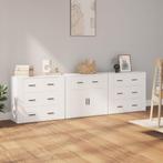 vidaXL Dressoirs 3 st bewerkt hout wit, Minder dan 50 cm, Verzenden, Nieuw, 25 tot 50 cm