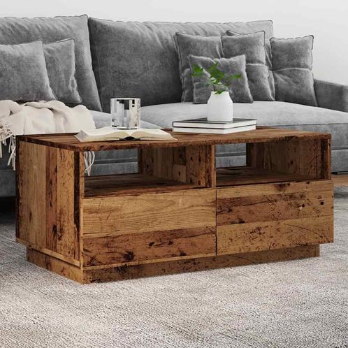 vidaXL Salontafel met LED-verlichting 90x49x40 cm oud, Huis en Inrichting, Tafels | Salontafels, 50 tot 100 cm, Nieuw, Overige houtsoorten