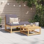 vidaXL 3-delige Loungeset met kussens massief acaciahout, Verzenden, Nieuw, Hardhout, Loungeset