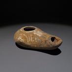 Oud-Grieks Terracotta Olielamp. 3e-2e eeuw v.Chr. Lengte 9, Verzamelen