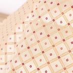 Gobelin stof - Landelijk chique – Beige met gouden ruiten -