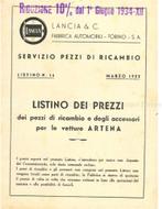 1934 LANCIA ARTENA INSTRUCTIEBOEKJE & ONDERDELENBOEK, Auto diversen, Handleidingen en Instructieboekjes