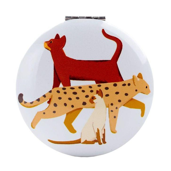 Spiegeltje Make-Up Compact Klep - Feline Fine Cats - Roze -, Huis en Inrichting, Woonaccessoires | Spiegels, Nieuw, Ophalen of Verzenden