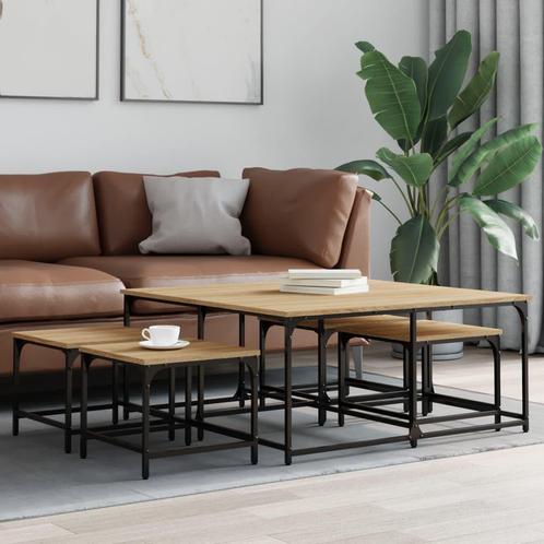 vidaXL 5-delige Tafeltjesset bewerkt hout sonoma, Huis en Inrichting, Tafels | Salontafels, Nieuw, 100 tot 150 cm, Overige houtsoorten
