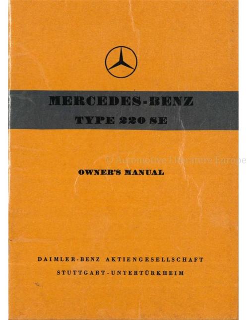 1958 MERCEDES BENZ TYP 220 SE INSTRUCTIEBOEKJE ENGELS, Auto diversen, Handleidingen en Instructieboekjes