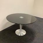 design ronde glazen tafel doorsnede 120 cm, gehard zwart, Ophalen of Verzenden, Gebruikt