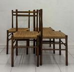 Stoel - Hout, Touw - Zet vier stoelen, Antiek en Kunst