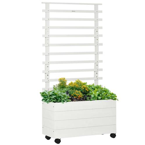 TRUUSK Plantenbak Met Klimrek Bloembak Met Wielen Verhoogd B, Tuin en Terras, Bloembakken en Plantenbakken, Nieuw, Verzenden