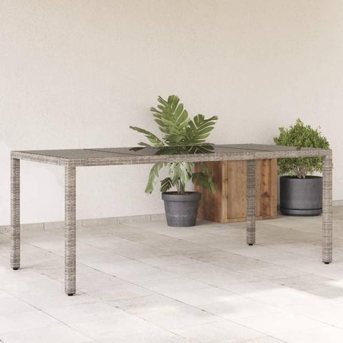 vidaXL Tuintafel met glazen blad 190x90x75 cm poly rattan, Tuin en Terras, Tuintafels, Nieuw, Verzenden