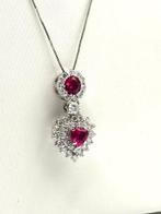 Halsketting - 18 karaat Witgoud - 1.90ct. tw. Robijn -, Sieraden, Tassen en Uiterlijk, Nieuw