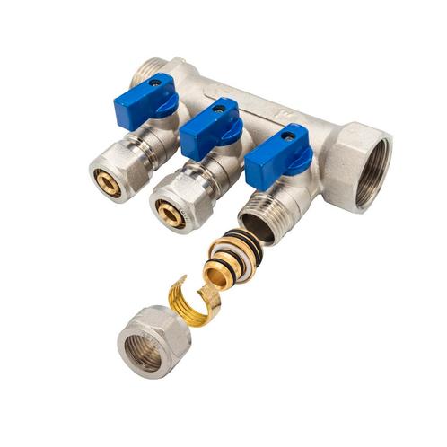Verdeler met bolkraan mv-1 3x16 blauw (CV groepenverdelers), Doe-het-zelf en Verbouw, Verwarming en Radiatoren, Radiator, Nieuw