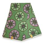 Afrikaanse stof - Groene Shapes - 100% katoen - 1 yard, Hobby en Vrije tijd, Stoffen en Lappen, Ophalen of Verzenden, Nieuw