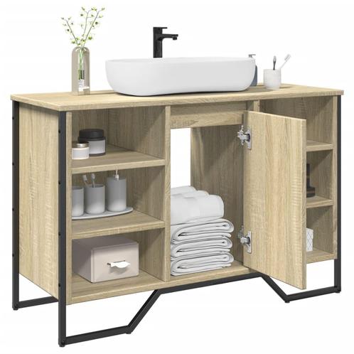 vidaXL Wastafelkast 91x35x60 cm bewerkt hout sonoma, Huis en Inrichting, Badkamer | Badkamermeubels, Nieuw, Minder dan 100 cm