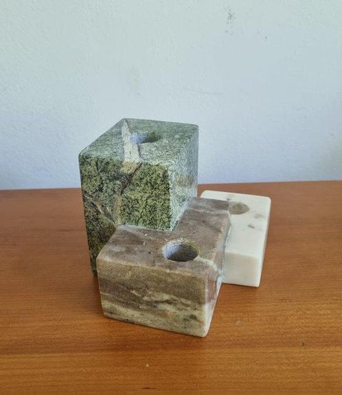 Figuur - kandelaar - natuursteen, Antiek en Kunst, Curiosa en Brocante