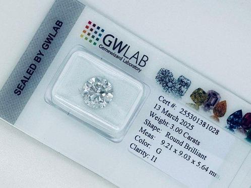 1 pcs Diamant (Natuurlijk) - 3.00 ct - Rond - G - P1 -, Sieraden, Tassen en Uiterlijk, Edelstenen