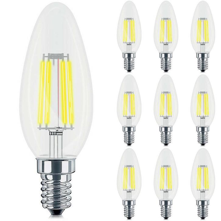 Voordeelpak 10x LED Lamp E14 Kaars Filament - Brinton -, Huis en Inrichting, Lampen | Losse lampen, Led-lamp, Nieuw, E14 (klein)