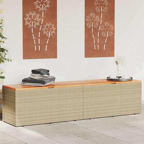vidaXL Tuinbox 220x50x54 cm poly rattan en acaciahout beige, Tuin en Terras, Overige Tuin en Terras, Nieuw, Verzenden