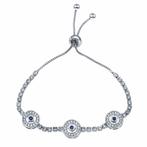 Fako Bijoux® - Dames Armband Trio Blue Strass - Verstelbaar, Verzenden, Nieuw