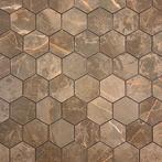 Vloertegel / wandtegel hexagon manhattan bruin mat 29x27, Doe-het-zelf en Verbouw, Keramiek, Nieuw, Ophalen of Verzenden, 10 m² of meer