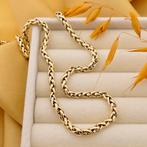 18 krt. Gouden vossenstaart schakel collier | 40,5 cm, Ophalen of Verzenden, Gebruikt, Overige kleuren, Goud