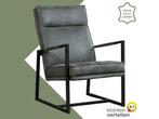 Leren fauteuil Square - Kenia Antracite (grijs), Nieuw, Ophalen of Verzenden, 50 tot 75 cm, Industrieel, Modern