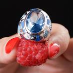 Ring in emaille zilver met kristallen – Wintertuin - Hoogte: