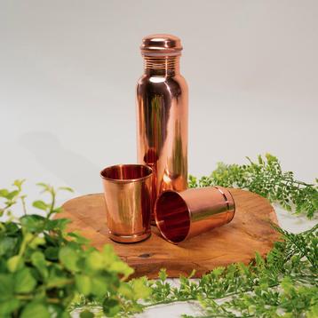 Puur Koperen Set: Fles (1 l) + 2 Bekers (300 ml) Glad beschikbaar voor biedingen