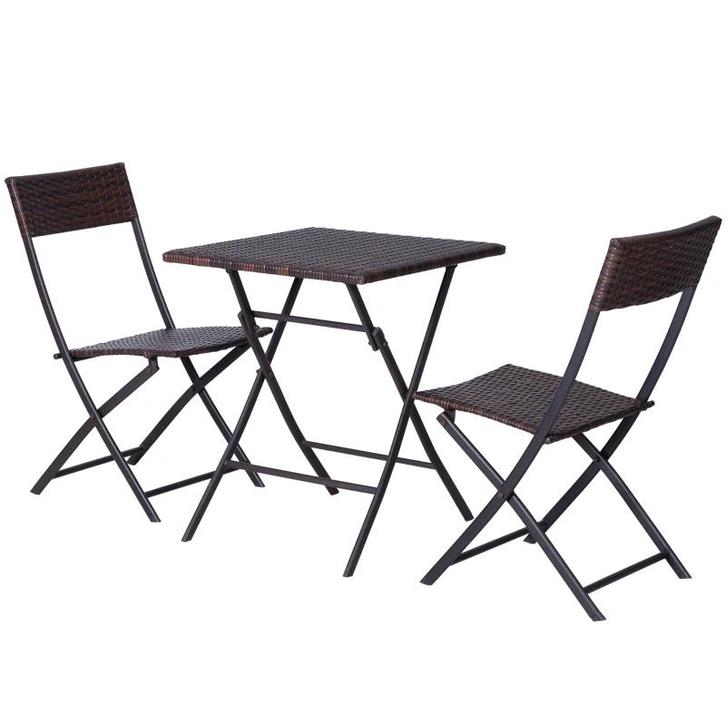 TRUUSK Bistroset Poly Rattan 3-Delig - Balkonmeubelset - Zit, Tuin en Terras, Overige Tuin en Terras, Nieuw, Verzenden