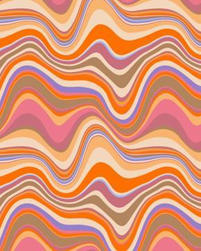 Katoen Voile Retro Flow Oranje, Hobby en Vrije tijd, Stoffen en Lappen, Oranje, Nieuw