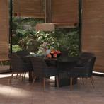 vidaXL 7-delige Tuinset poly rattan zwart, 6 zitplaatsen, Nieuw, Tuinset, Verzenden
