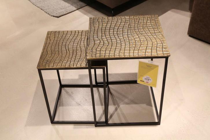 Bijzettafel set Buckley - goud - Profijt Meubel, Huis en Inrichting, Tafels | Bijzettafels, Nieuw, Vierkant, Ophalen of Verzenden