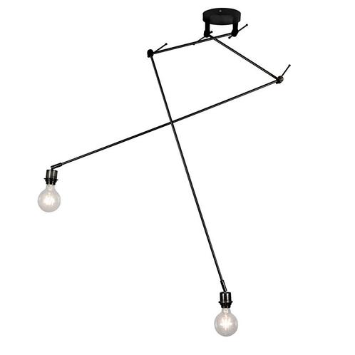 Moderne hanglamp zwart zonder kap 2-lichts - Blitz, Huis en Inrichting, Lampen | Hanglampen