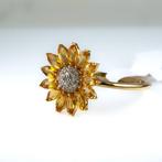 Ring - 14 karaat Geel goud Citrien - Diamant -, Sieraden, Tassen en Uiterlijk, Ringen, Nieuw