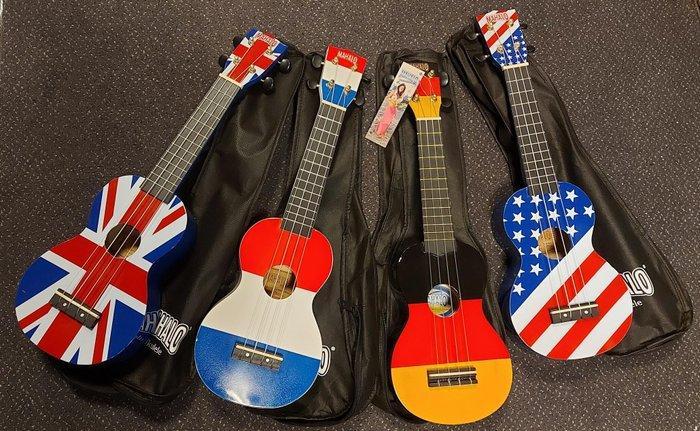 Mahalo - 4x sopraan ukelele met hoes, landen thema, DU UK, Muziek en Instrumenten, Blaasinstrumenten | Blokfluiten