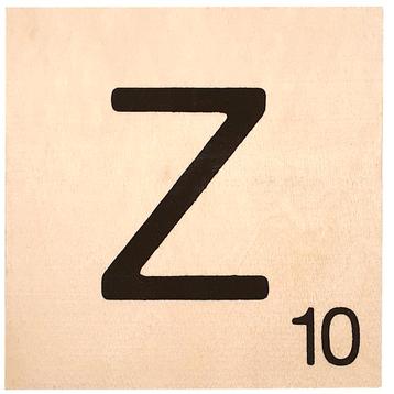 Houten Bordje 10x10x0.5cm - Z - Zwarte Letter/Woordwaarde -
