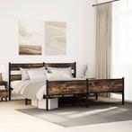 vidaXL Bedframe zonder matras metaal gerookt eikenkleurig, Eenpersoons, Verzenden, Zwart, Nieuw