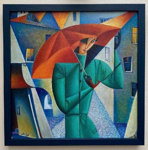 Mikoaj Matusiewicz (XX) - Loop in de regen, Antiek en Kunst, Kunst | Schilderijen | Modern