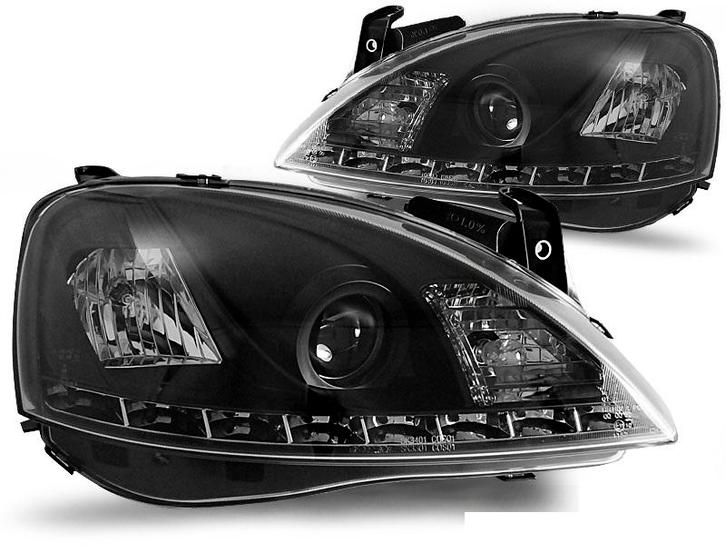 Koplampen Opel Corsa C 01-06 Devil Eyes real DRL LED Zwart, Auto-onderdelen, Overige Auto-onderdelen, Ophalen of Verzenden