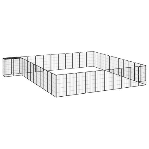Hondenkennel 46 panelen 50x100 cm gepoedercoat staal zwart, Dieren en Toebehoren, Hondenhokken, Nieuw, Verzenden