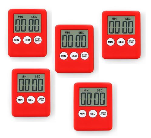 Set van 5 digitale timers, kookwekkers, alarmklokken rood, Doe-het-zelf en Verbouw, Gereedschap | Handgereedschap, Nieuw, Ophalen of Verzenden