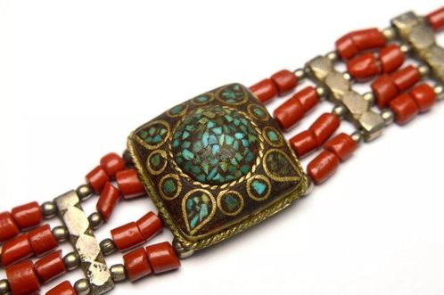 Zonder Minimumprijs - Armband Zilver - Rode koraal,, Sieraden, Tassen en Uiterlijk, Armbanden