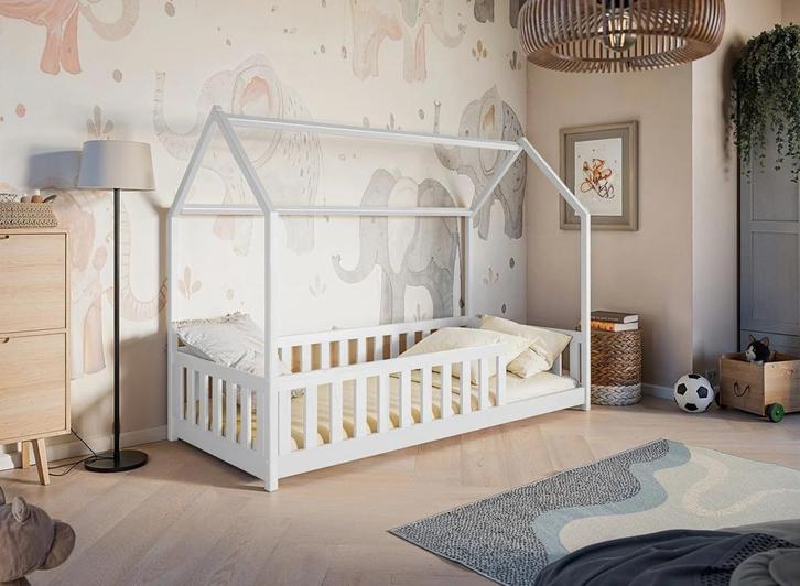 Kinderbed Huisbed Nova - Wit - 90 x 200 - Direct Leverbaar!, Kinderen en Baby's, Kinderkamer | Bedden, 180 cm of meer, Nieuw, 85 tot 100 cm