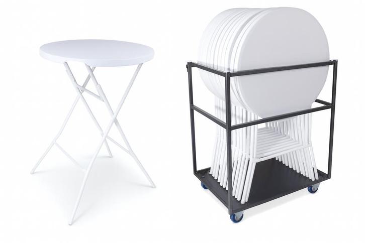 Supercombi - 12x statafel blomo + trolley, Huis en Inrichting, Tafels | Bijzettafels, Kunststof, Ophalen of Verzenden