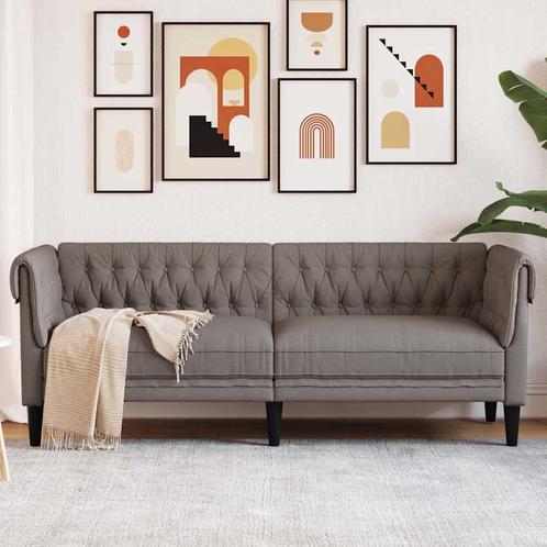 vidaXL Driezitsbank Chesterfield-stijl stof taupe, Huis en Inrichting, Banken | Bankstellen, Nieuw, Stof, Driepersoons, Verzenden